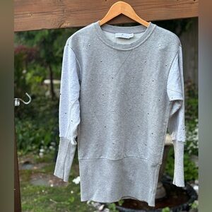 Adidas by Stella McCartney Gray Cotton Sweatshirt, Studded top, Sample clothing